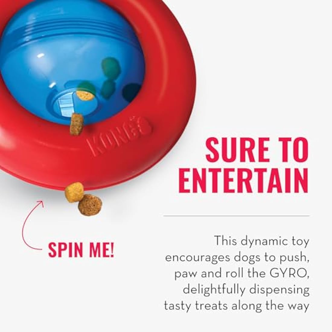 KONG Gyro - Interactive Dog Toy for Treat Dispensing - Dog Slow Feeder for Healthy Eating - For Medium/Large Dogs