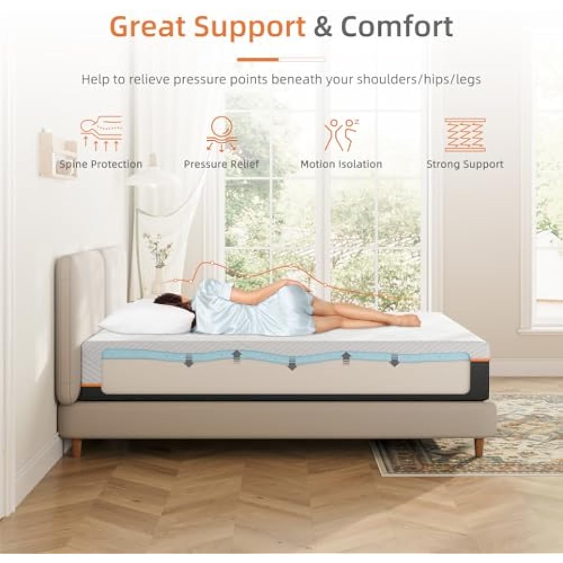 Vesgantti Single Mattress, 16CM Gel Memory Foam Single Mattress for Cool Sleep & Pressure Relief - Medium, 90x190x16CM, CertiPUR-US Certified