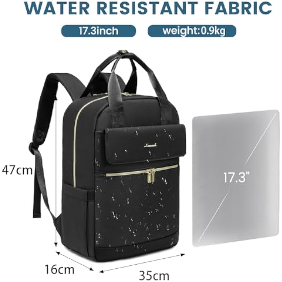LOVEVOOK Laptop Backpack for Women, 17.3 Inch Large Rucksack Bag for Womens, Lightweight School Bag Travel Backpack with USB Port, Casual Daypacks Back Pack for School College Work, Black