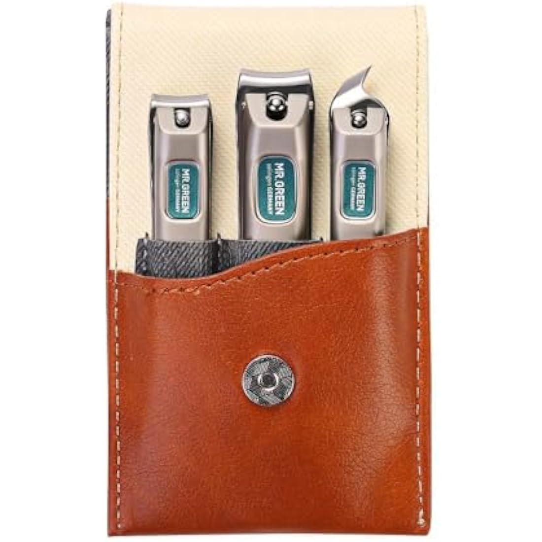 MR.GREEN Manicure Pedicure Sets, 3 Pcs Nail Clippers Set, German Premium Stainless Steel Nail Clippers Kit with High-end Leather Case, Professional Fingernail & Toe Nail Clippers for Men and Women