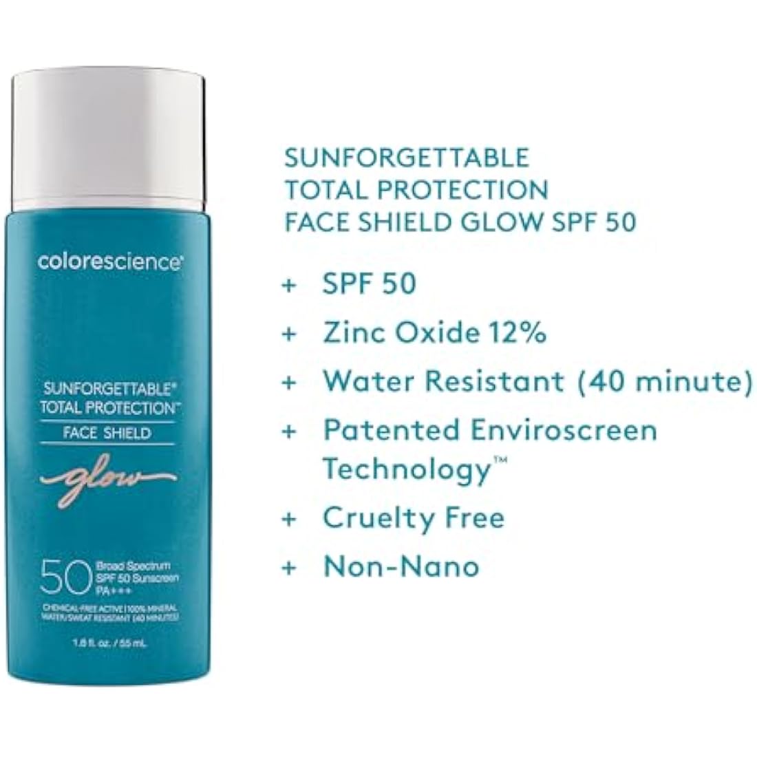Colorescience Sunforgettable Total Protection Face Shield Glow SPF 50, Glow, 1.8 Fl Oz