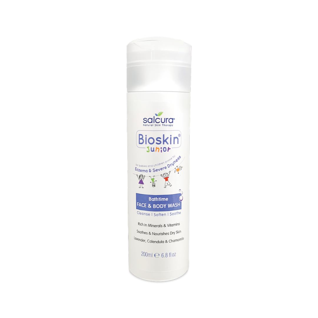 Salcura Natural Skin Therapy, Bioskin Junior Face & Body Wash, Low-Foamy Wash Will Hydrate, Nourish & Support The Severely Dry Skin When Showering Or