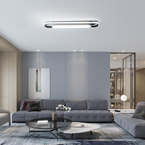 Modern LED Smart Ceiling Light, 72cm Flush Mount Linear Metal Ceiling Lamp, (5-40)x2W Dimmable for Living Room, Bedroom, Dining Room, Office, Hallway, Closet, Aisle