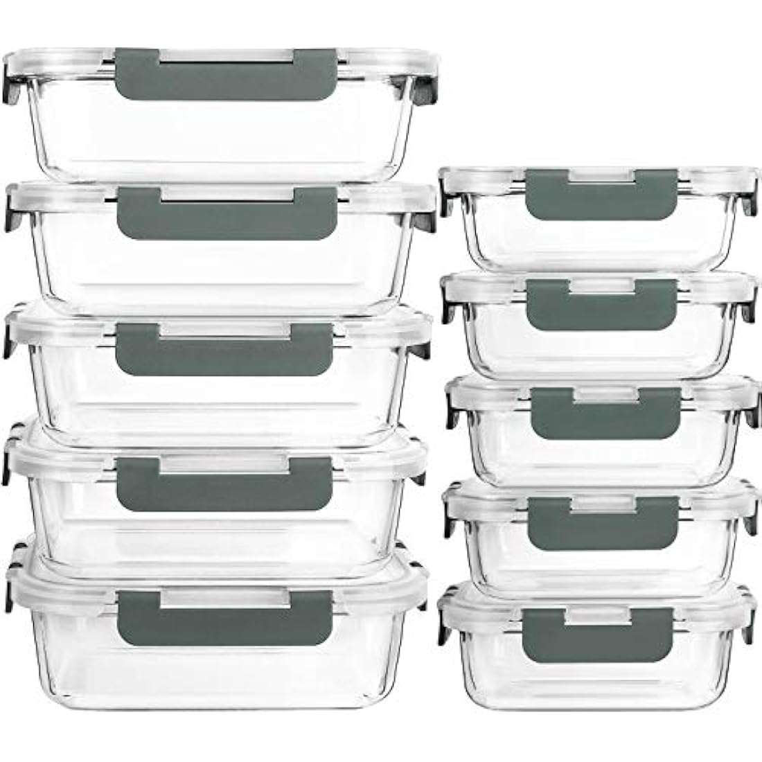 [10-Pack]Glass Meal Prep Containers -MCIRCO Food Storage Containers with Lifetime Lasting Snap Locking Lids, Airtight Lunch Containers, Microwave, Oven, Freezer and Dishwasher
