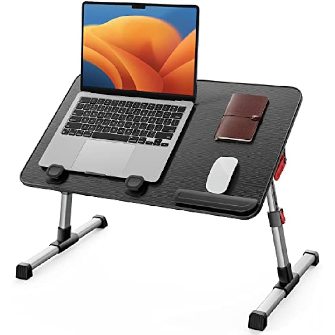 SAIJI Table, Height Adjustable Bed Table, with 4 Adjustable Angles, Foldable Laptop Desk, for Sofa Couch Floor Work Study Reading Writing Breakfast, Fits up to 17'' Laptop (60 x 33 cm, Black)