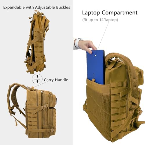 WOLT | Tactical Backpack for Men 45L Military Backpack Large 3 Day Assault Pack Rucking Backpack for Survival Hiking