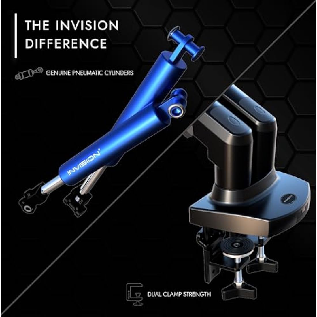 Invision Dual Monitor Arm Desk Mount for 19 to 32 Inch Screens - VESA 75 & 100mm Desk Clamp Stand - Tool Free Height Adjustment with Tilt Swivel Rotate - Increased Load Capacity from 2-9kg (MX400)