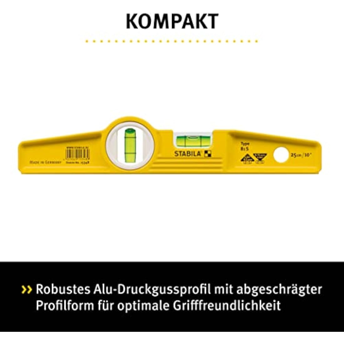 Stabila 81s Level 25cm/10in 1500 Aluminium without Rare-earth magnet system, Non-magnetic , Multicolor