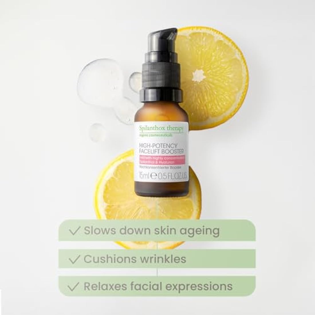 Spilanthox therapy - High-Potency Facelift Booster - Facial Serum for Wrinkle Reduction - Anti-Aging Facial Care - Spilanthol, Hyaluronic Acid & Vitamin C - Vegan Natural Cosmetics - 15ml
