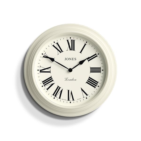 Jones Clocks Supper Club wall clock | Large classic round clock | 40cm | Pale cream | Roman numerals |Traditional design ideal for kitchen or living