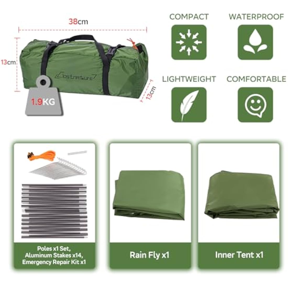 Clostnature Crux Lightweight Camping Tent - 1/2/3/4 Man Tent, Waterproof & Windproof 3 Season Tent, Double Layer, Compact Easy Setup Design for Hiking, Backpacking, Festivals, Family Camping, Outdoor