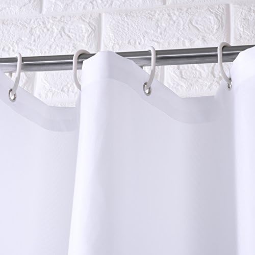 Homehold 240cm Wide By 200cm High White Shower Curtain, Waterproof Polyester Bathroom Curtain With Hooks