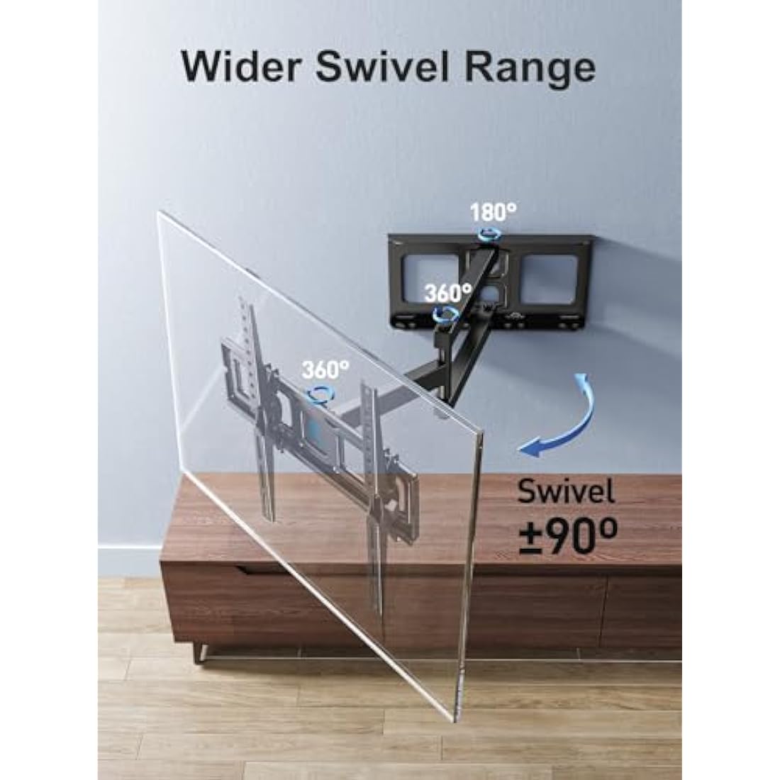 PERLESMITH TV Wall Bracket for 26-60 inch TVs, Swivel Tilt TV Bracket with Tool-free Tilt Adjustment and Spirit Level, Wall Mount Supports up to 40kg, Max VESA 400x400mm PSMFK10