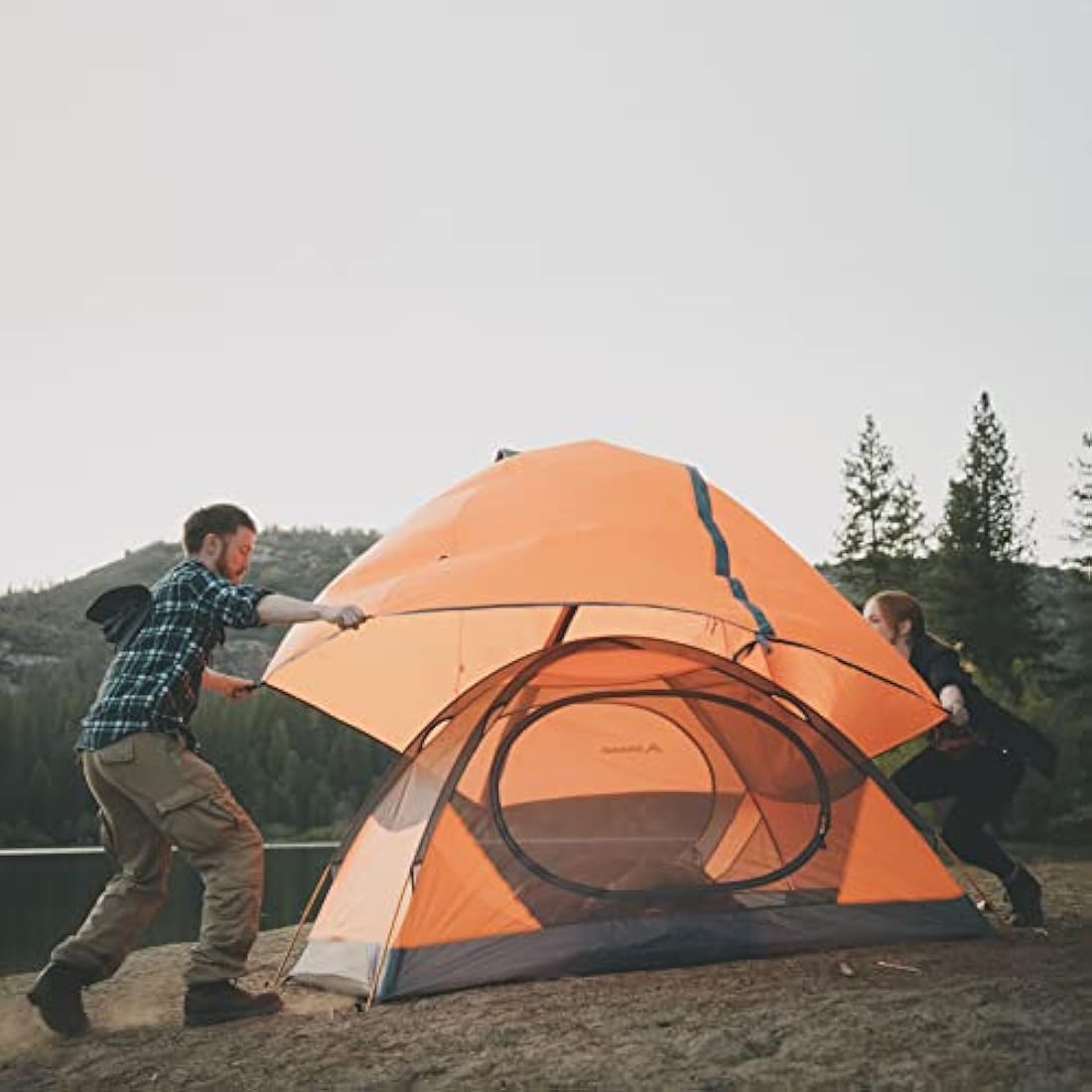 BISINNA 2 Man Camping Tent Waterproof Windproof Two Doors Lightweight Backpacking Tent Easy Setup Double Layer Outdoor Tent for Family Camping Hunting Hiking Mountaineering Travel