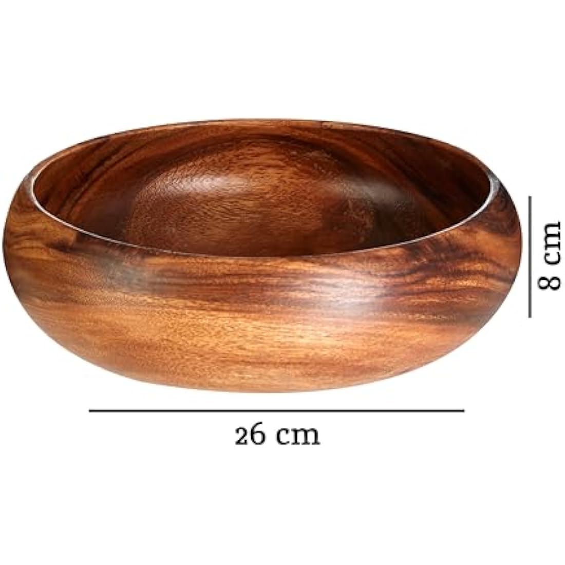 Premier Housewares Acacia Wood Salad Bowl Large Hand Carved Salad Bowl,26 x 26 x 8 cm
