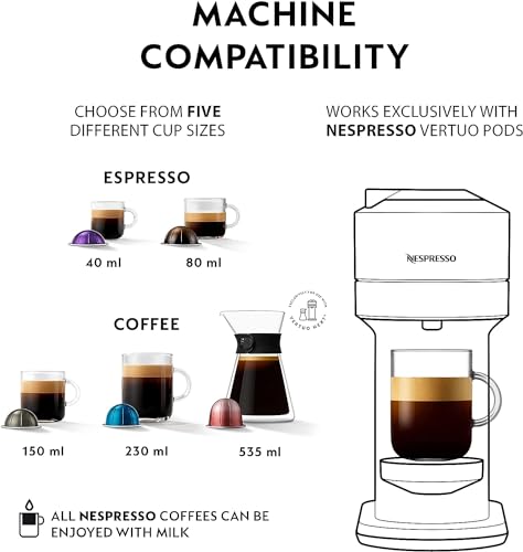 Nespresso Vertuo Next XN910B40 Coffee Machine, Light Grey, by KRU, Plastic, 1500 W, 1.1 liters