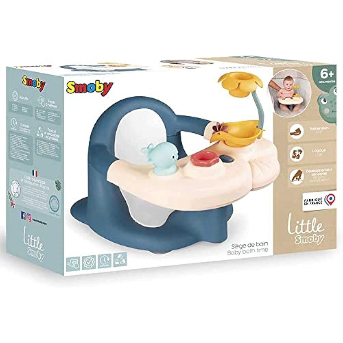 Little Smoby 2 in 1 Baby Bath Time Seat and Activity Table – Unisex bath toy for children 6 to 16 months and 6 to 13kg