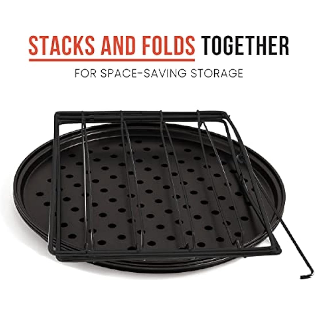 Chef Pomodoro Pizza Baking Set with 3 Pizza Pans and Pizza Rack, (33 cm Pans), Non-Stick Perforated Pizza Trays for Oven, Pizza Pan with Holes for Oven, Barbeque, Bakeware