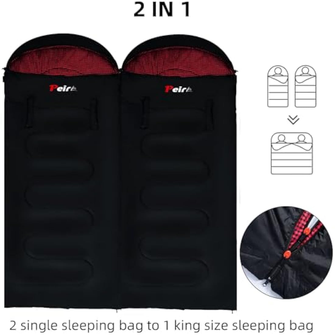 Peirhw XL Sleeping Bags for Adults - Extra Wide Rectangular 3 Season Sleeping Bag with Pillow and Carrying Bag, 300gsm Cotton Waterproof Camping Sleeping Bag for Indoor Outoor Use