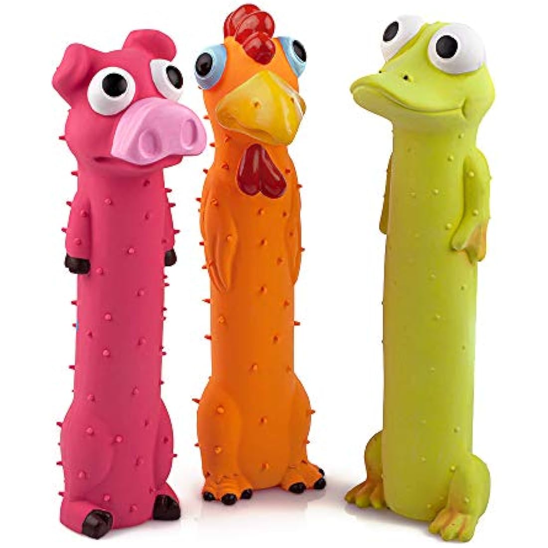 CHIWAVA 3 Pack 9" Squeaky Latex Dog Toys Standing Stick Animal Puppy Fetch Interactive Play for Small Medium Dogs
