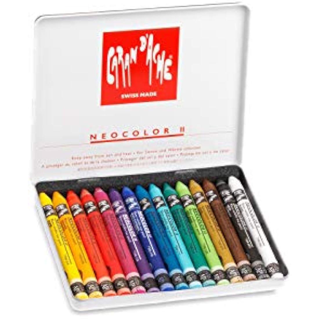 Creative Art Materials"Caran D'Ache NeoColor II" Water Soluble Wax Pastel Set, Multi-Colour, Pack of 15
