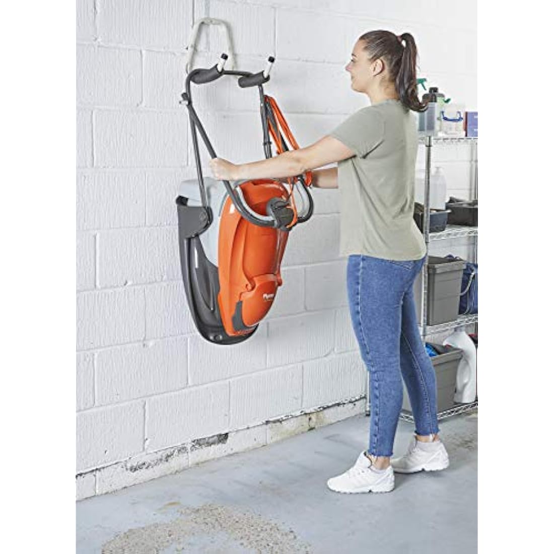 Flymo EasiGlide 300 Hover Collect Lawn Mower - 1700W Motor, 30cm Cutting Width, 20 Litre Grass Box, Folds Flat, 10m Cable Length, Orange and Grey