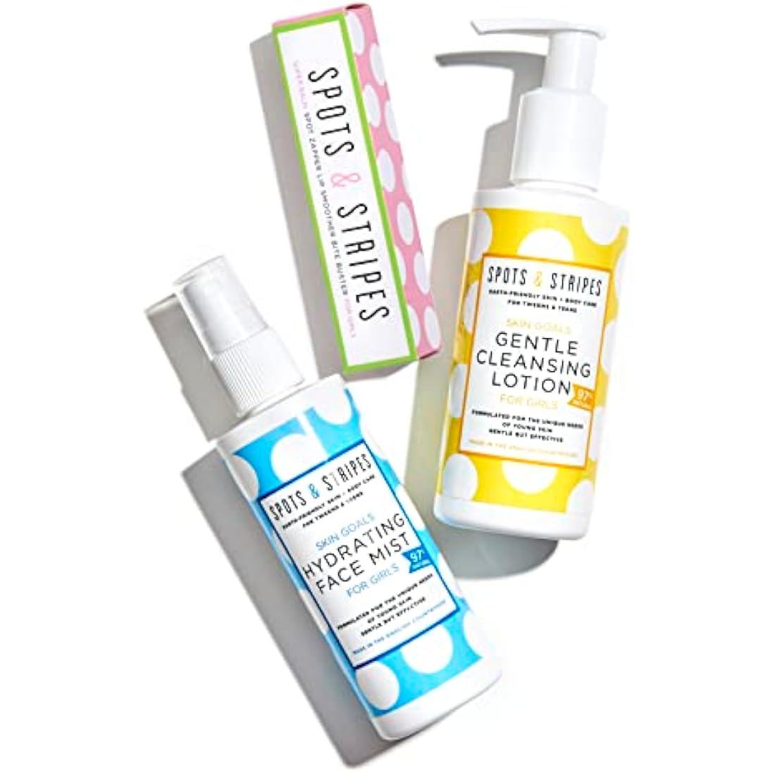 Spots & Stripes - Teen Skincare Essentials for Girls, Effective and Natural Essentials for Teen and Young Skin, with Virgin Coconut, Niaouli and Aloe Vera, Super Gentle