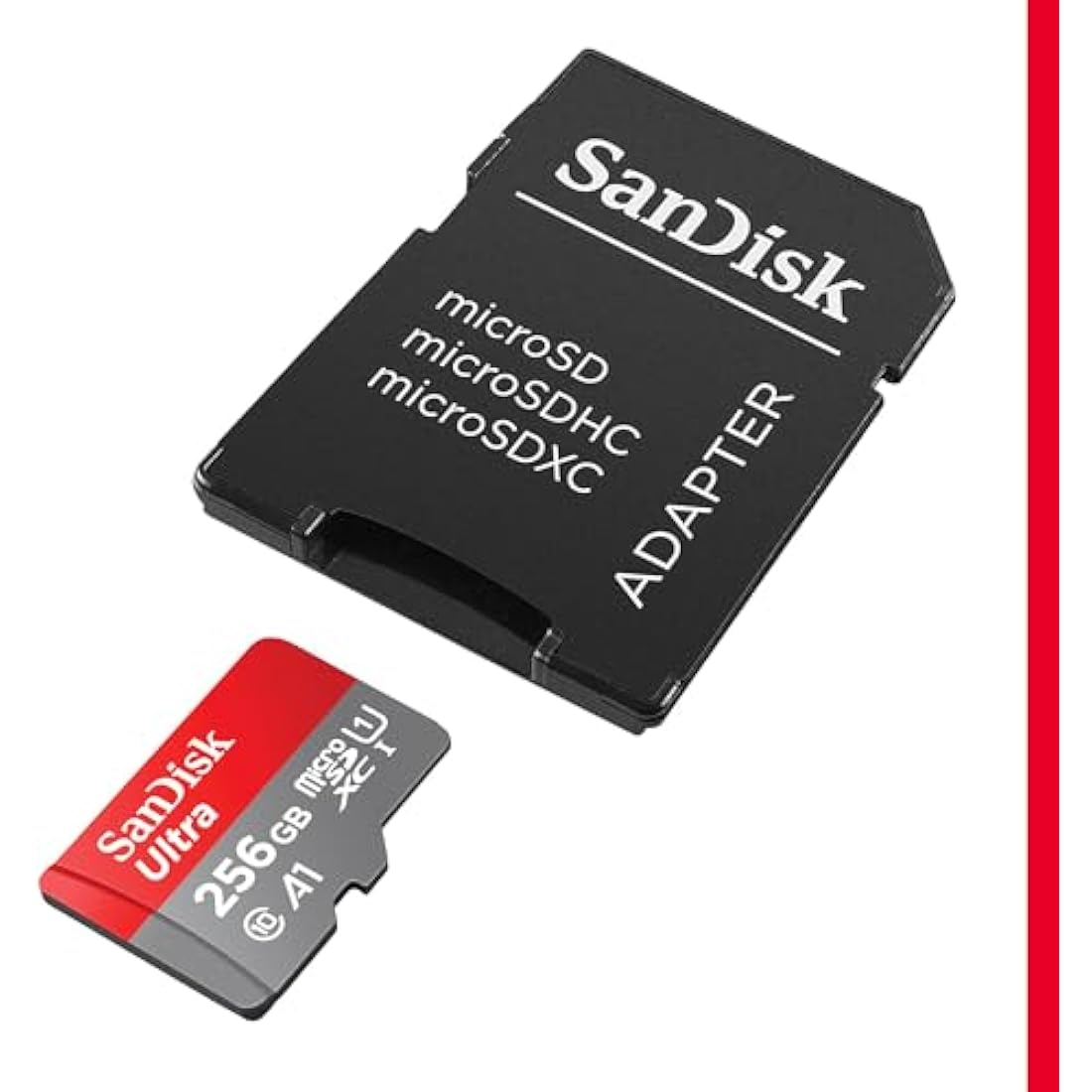 SanDisk 256GB Ultra microSDXC card + SD adapter, Memory card Full HD, up to 150 MB/s, For smartphones and Tablets, with A1 App Performance, UHS-I, Class 10, U1