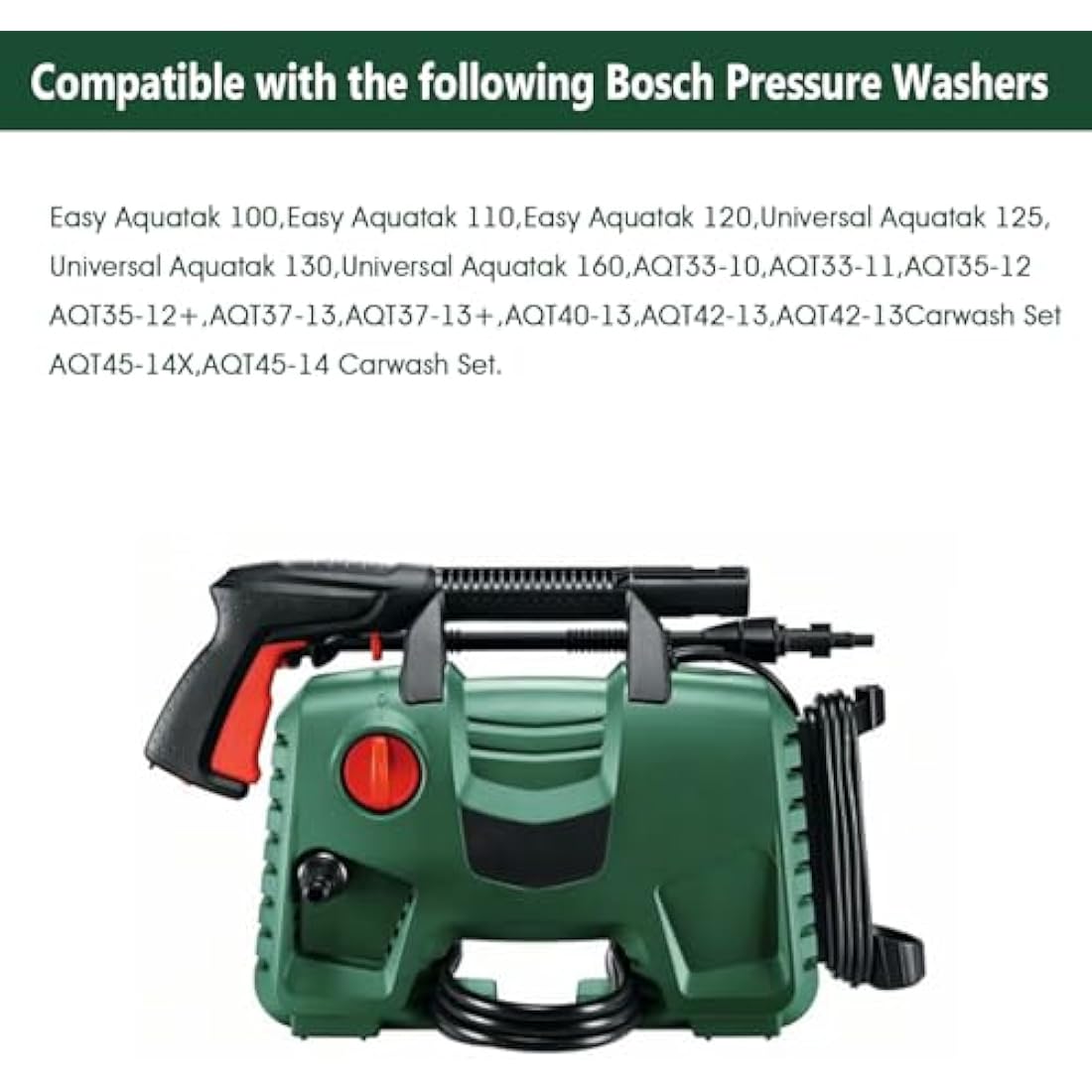 YUET 15M High Pressure Washer Replacement Hose for Bosch AQT Series Washers Domestic Bosch Aquatak, Click Type Plug Quick Connect SDS Fittings, Accessories Extension Water Clean Pipe (15)