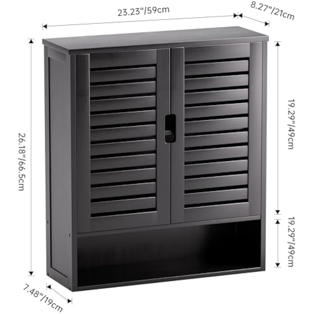SMIBUY Bathroom Cabinet Wall Mounted, Bamboo Over-The-Toilet Storage Organizer, Space Saver Medicine Cabinet with 2 Door and Adjustable Shelves (Black)