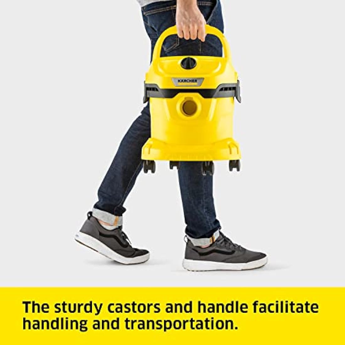 Kärcher Wet and Dry Vacuum Cleaner WD 2 Plus, blowing function, power: 1000w, incl. cartridge filter, floor and crevice nozzle, Yellow, plastic container: 12 l, suction hose: 1.8 m
