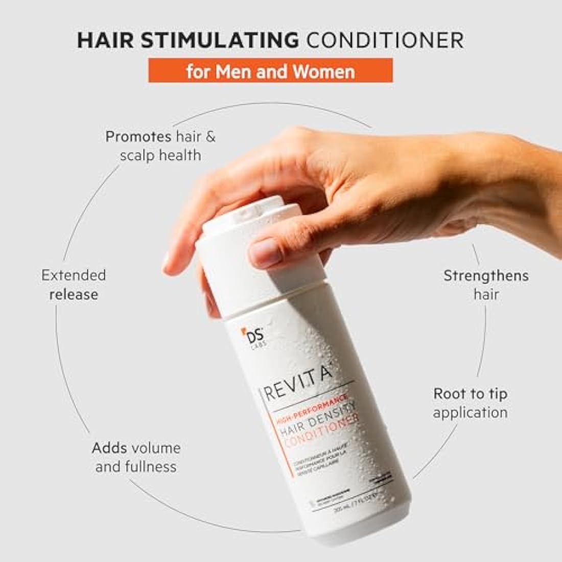 DS Labs Revita Shampoo and Conditioner – High-Performance Hair Density Shampoo & Conditioner, Volumizing & Thickening, Fuller, Healthier-Looking Hair, Sulfate & Silicone Free, For Men & Women, 205mL
