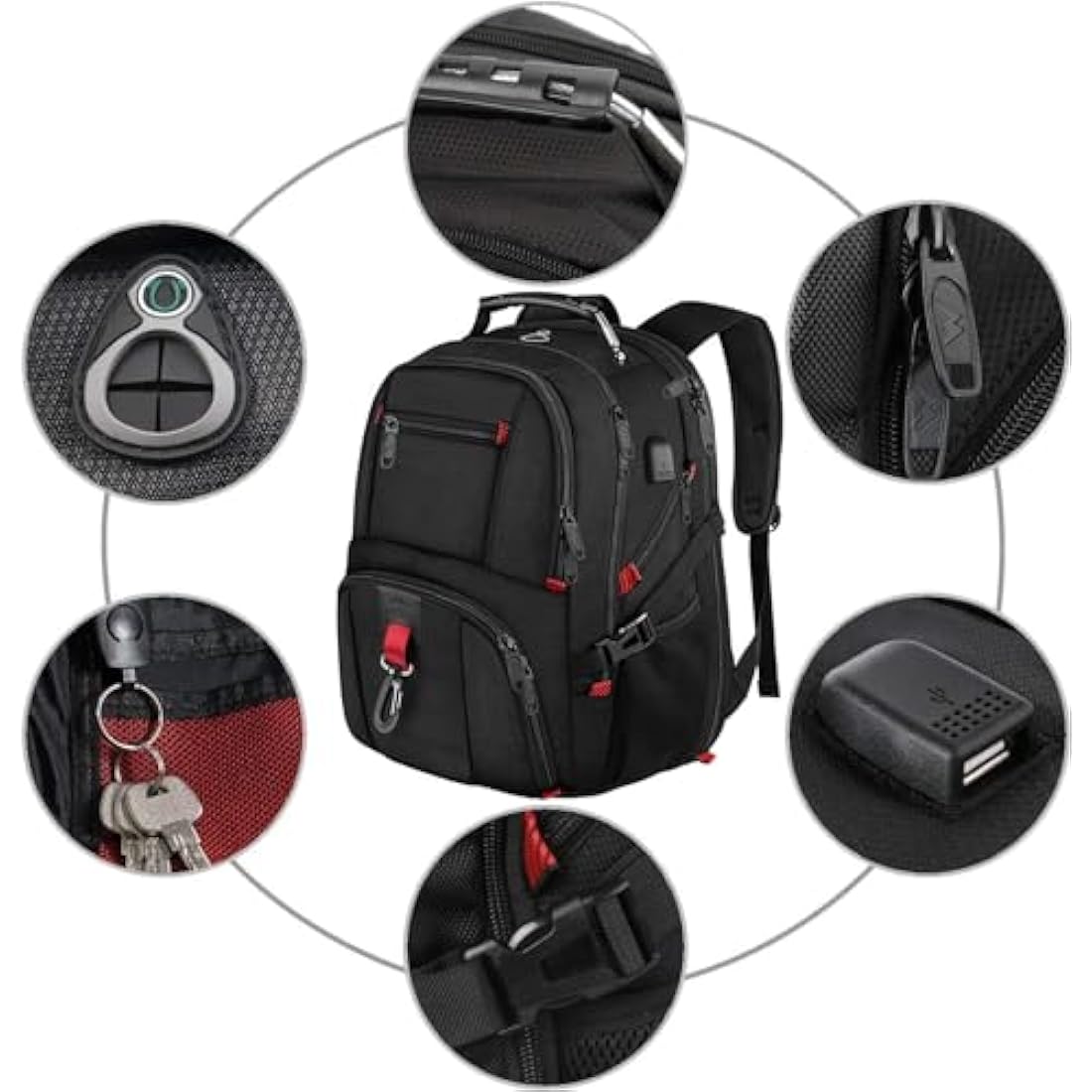 MATEIN Extra Large Backpack 55L, 18.4 Inch Travel Laptop Backpack for Men Water Resistant Work Bag with USB Charging Port, Heavy Duty Big Business Computer,College School Rucksack, Black