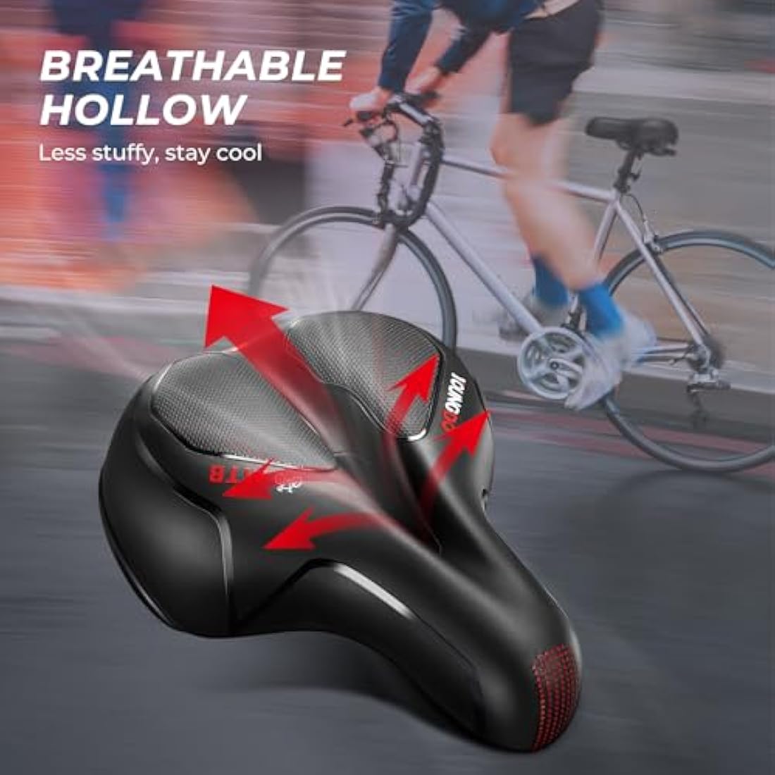 YOUNGDO Bicycle Saddle, Gel Bicycle Seat, Soft, Comfortable, Breathable, Shock-Absorbing, Ergonomic Bicycle Saddle with Waterproof Cover