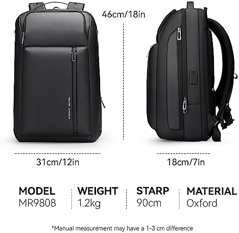 MARK RYDEN 15.6 inch Business Laptop Backpack, Expandable 25L-35L Large Capacity Travel Backpack, Water-resistant Cabin Backpack 45x30x25cm, Work Backpack with USB-C for Men
