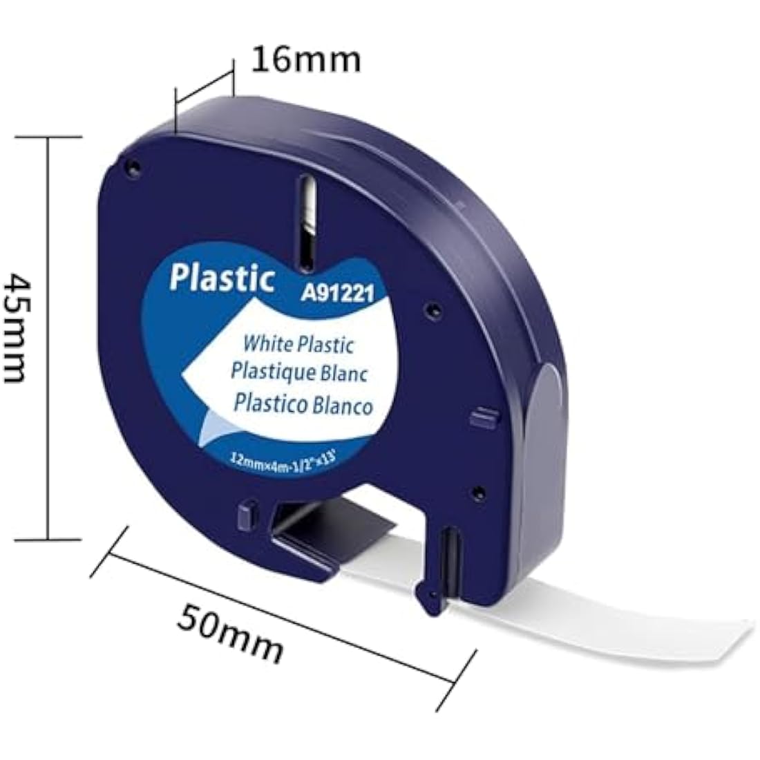 4X MarkField Compatible Plastic Label Tape Replacement for Dymo LetraTag Labels 12 mm x 4 m 91201, Compatible with Dymo LetraTag LT-100H LT-100T LT-110T XR XM 200B QX 50, Black on White