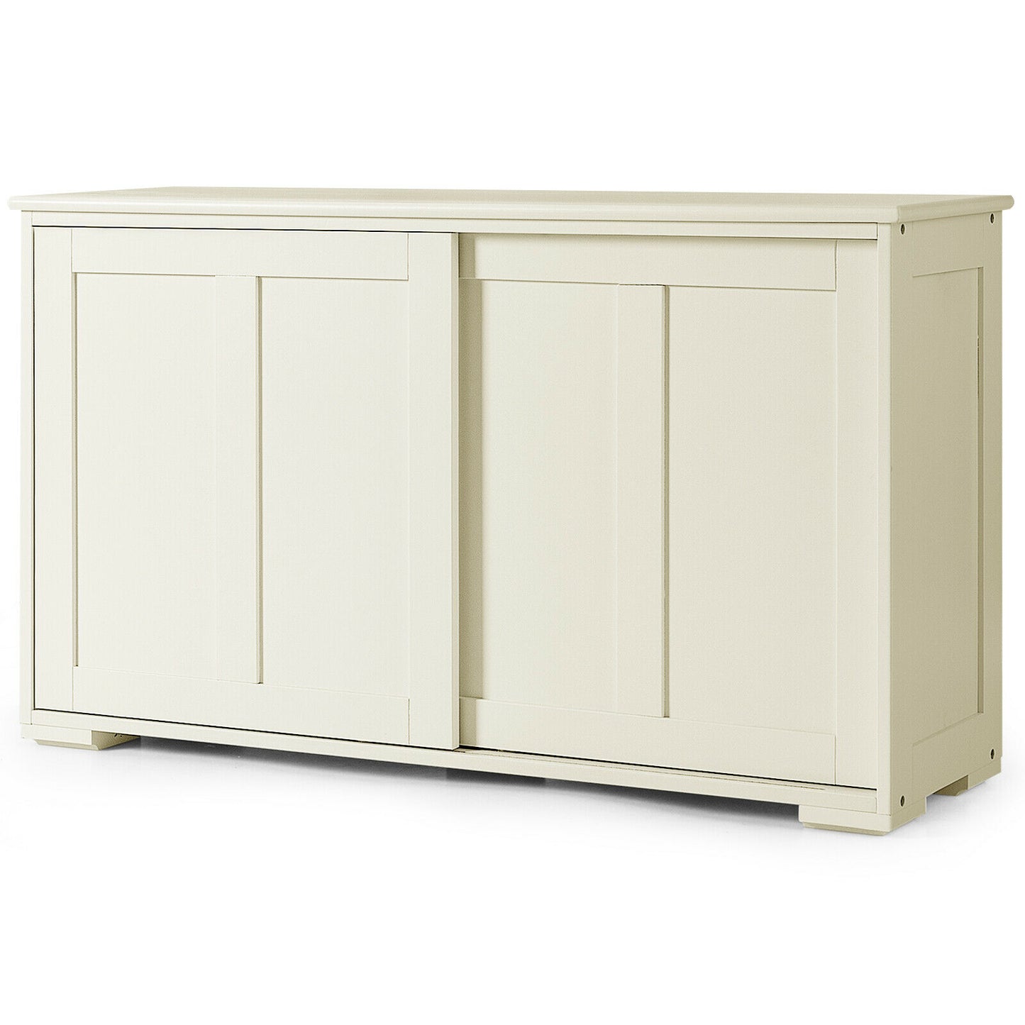 Storage Sideboard with Sliding Door and Double Partition-Black