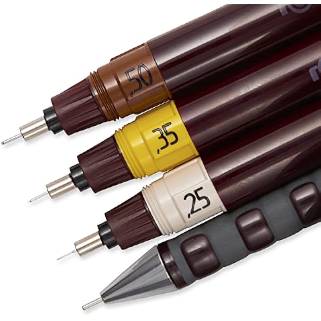 rOtring Isograph Fineliner Pen & Pencil College Set | 3 Technical Pens (0.25mm, 0.35mm, 0.50mm) and Mechanical Pencil (0.5mm) + Accessories