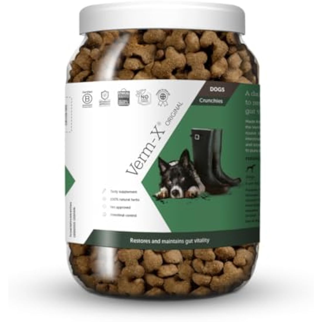 Verm-X All Natural Treats for Dogs. Supports Intestinal Hygiene. Vet Approved. UFAS Assured. Restores and Maintains Gut Vitality. Wormwood Free Recipe.