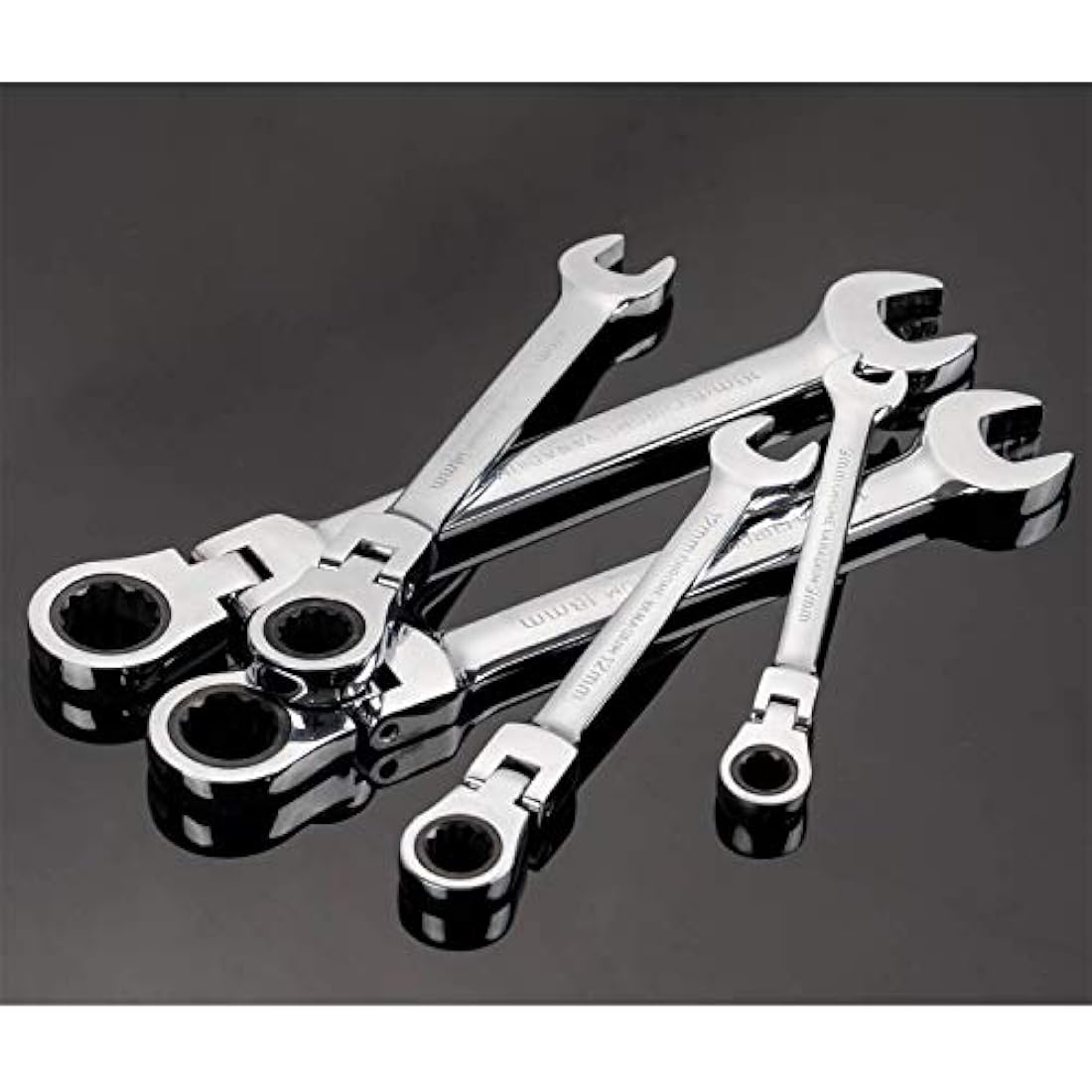 Qnkaa Ratchet Spanner Set 12pcs Metric Flexible Combination Wrench with Gear Ring Open-end Box-end Flex Flexi Head DIY Hand Tools Kit in Roll Bag 8-19mm
