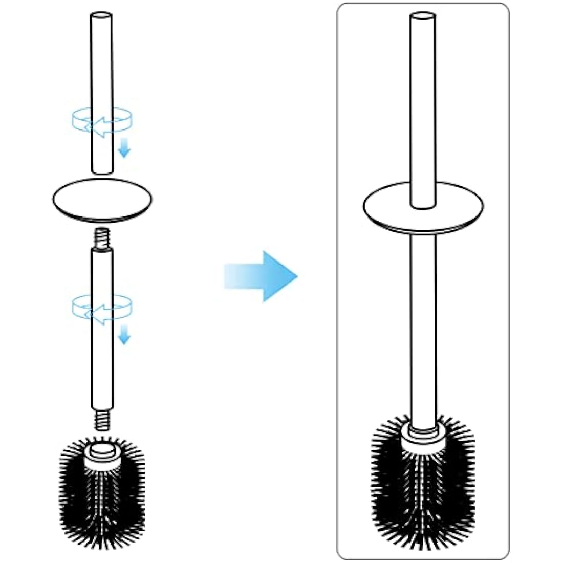 BGL 304 Stainless Steel Toilet Brush Long Bucket Stand Round Toilet Brush with Holder Chrome