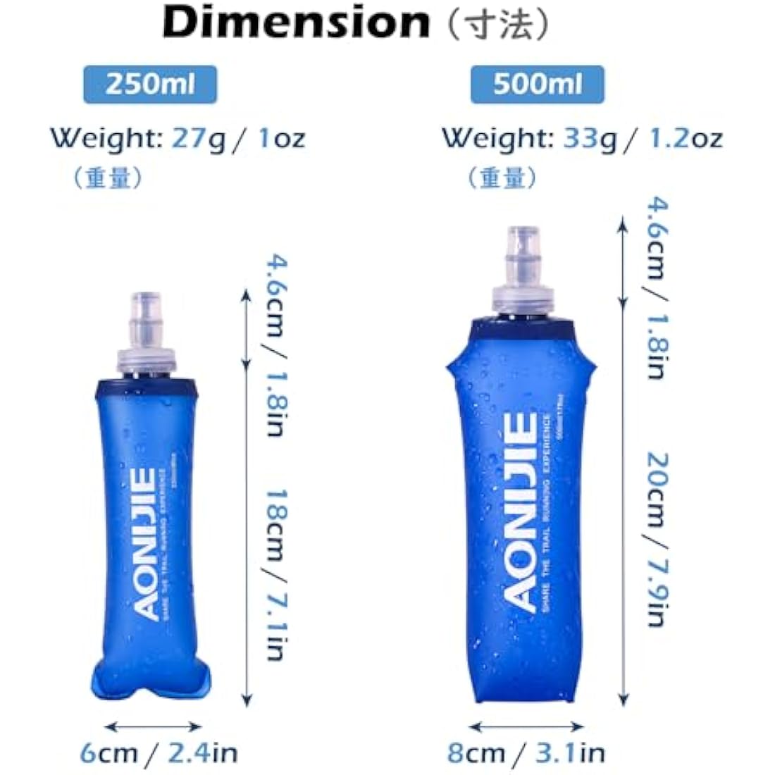 TRIWONDER Soft Flask TPU Foldable Running Water Bottles BPA-Free Collapsible Drinking Flask for Hydration Pack for Running Hiking Cycling Marathon Climbing
