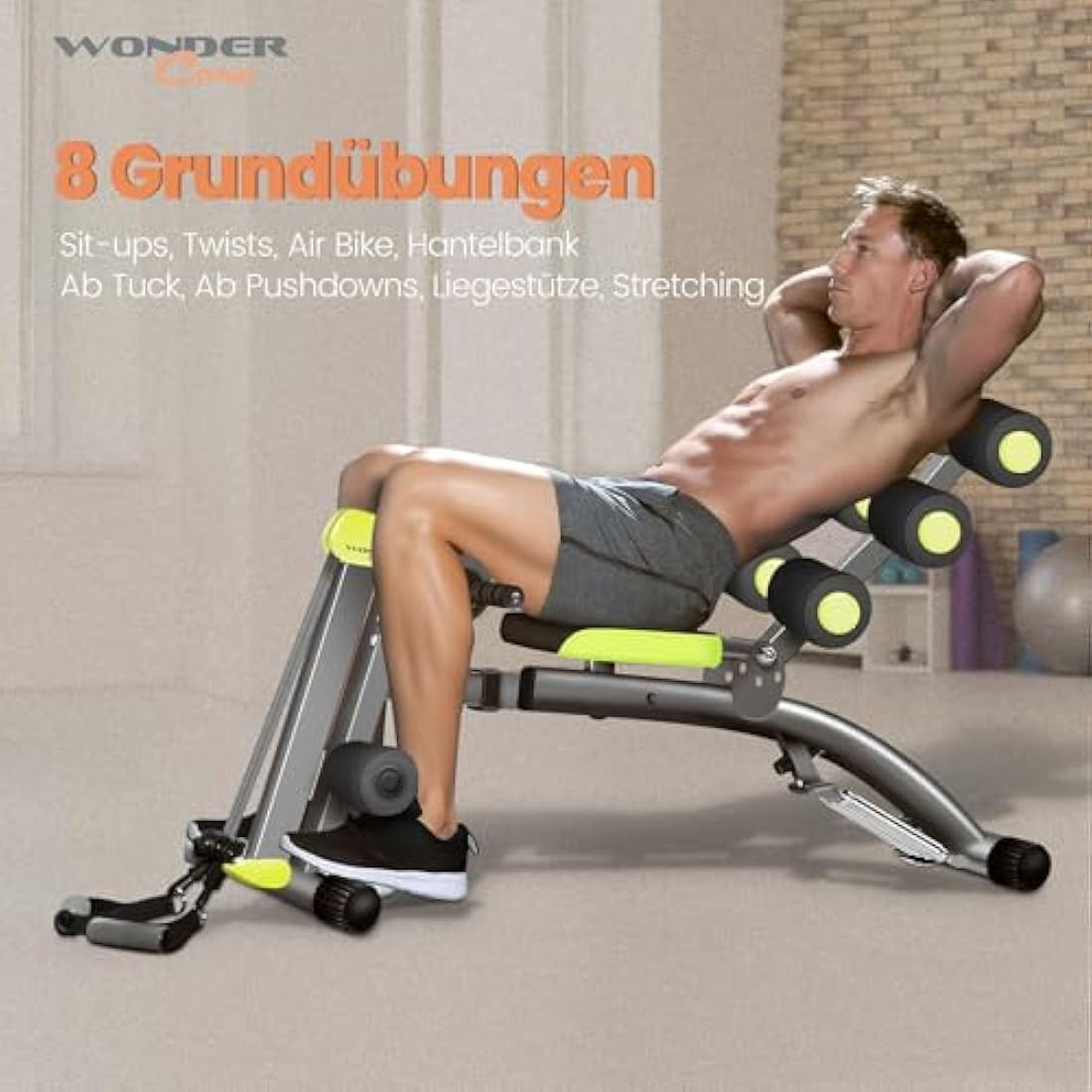 Wonder Core 2 - 12 in 1 Exercise Machine - Built in Twisting Seat and Rower for At Home Gym Workouts - Core Strength Training - Tone Tighten and Sculpt Abs - Grey
