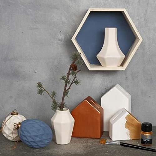 Creativ Company 56430 Hexagon Shelves, H: 14,8+19+24,2 cm, Depth 10 cm, Plywood, Hexagonal, 3 Assorted Shelves and Sizes