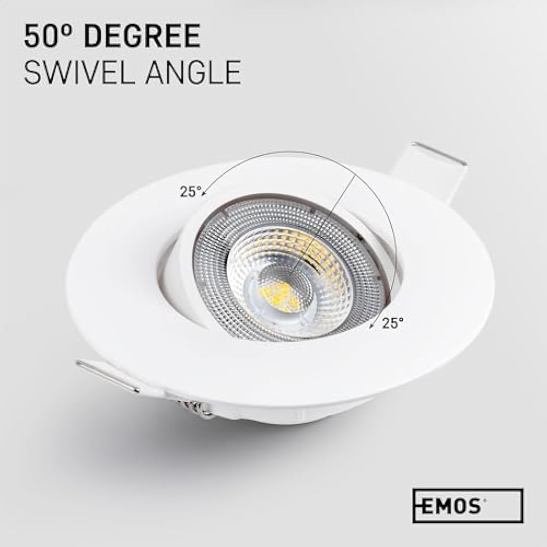 EMOS LED Spot Lights Ceiling Round 5W / 450lm, 6500K Cold White | 50° Tilt Swivel Recessed Ceiling Lights, Ultra Slim | Pack of 12 Recessed LED Downlights for Ceiling, Mains Powered, White