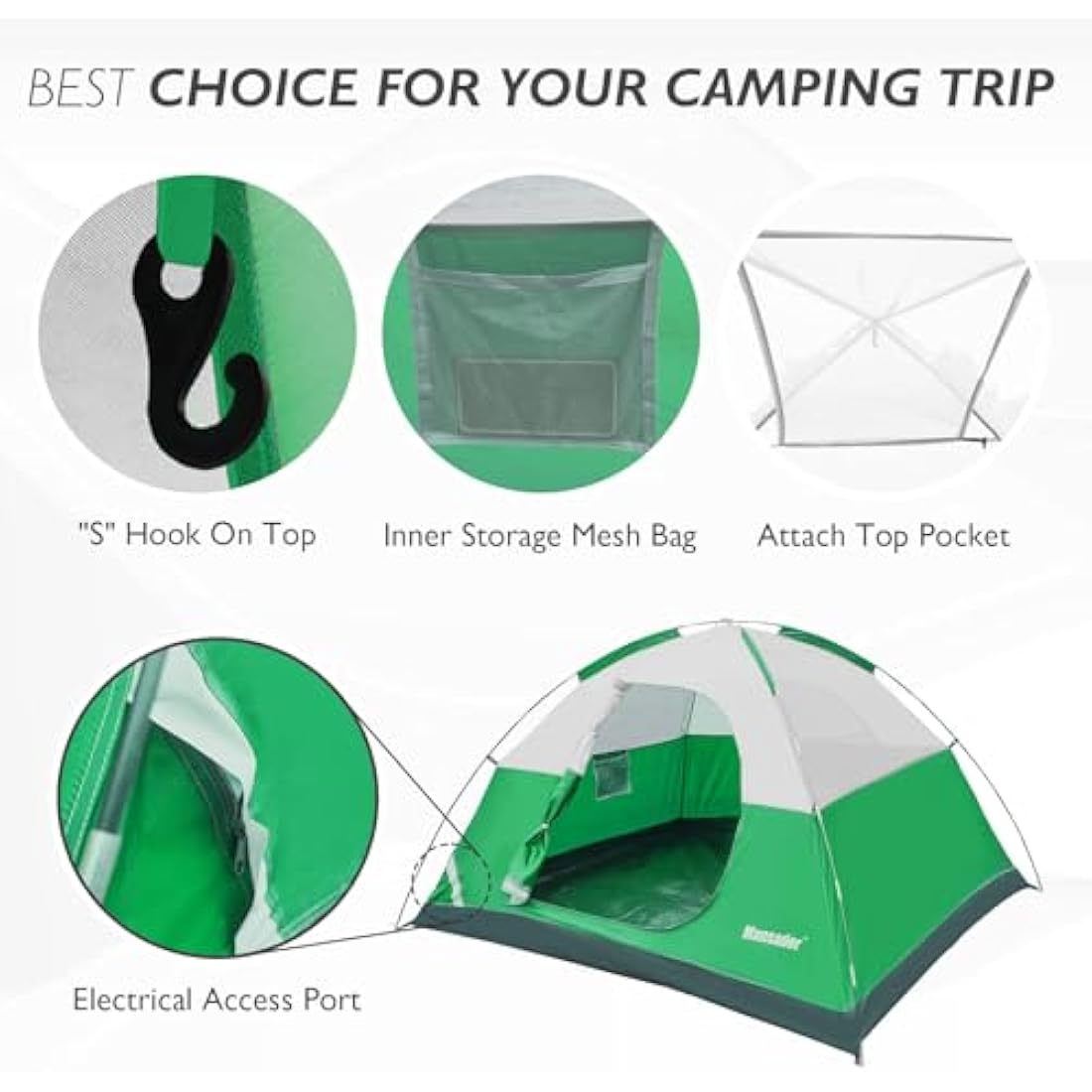 Mansader 2-3 Man Tent, Camping Tent Waterproof for 2-3 Person Dome Tent Lightweight Easy Set Up with Carry Bag for Outdoor Garden Backpacking Hiking Travel