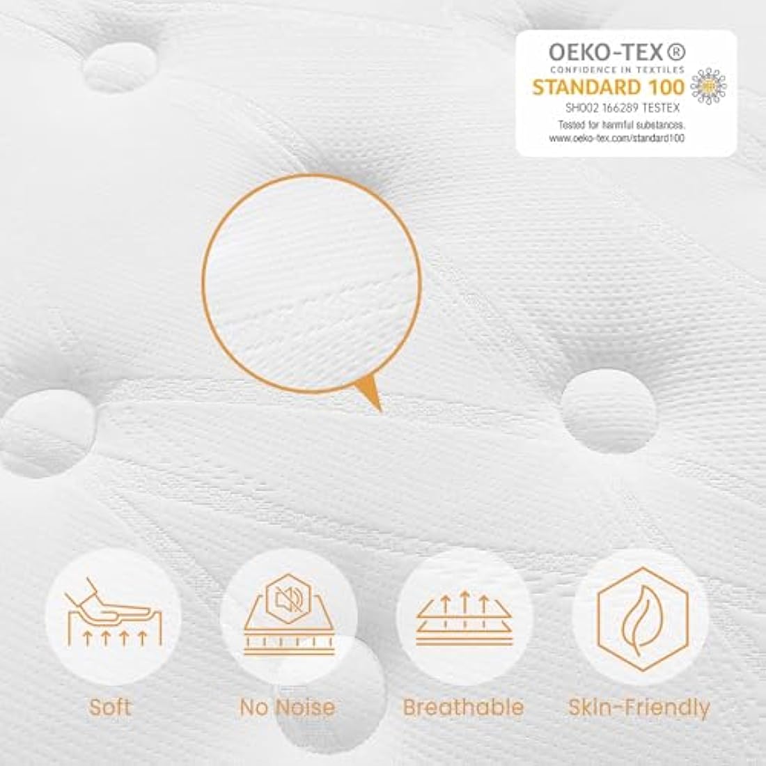 TeQsli Single Mattress 3FT, 10.6 Inch Gel Memory Foam Pocket Sprung Orthopedic Mattress Edge Support & Motion Isolation Spring Hybrid Single Mattress - Medium Firm Feel 90x190x27 cm