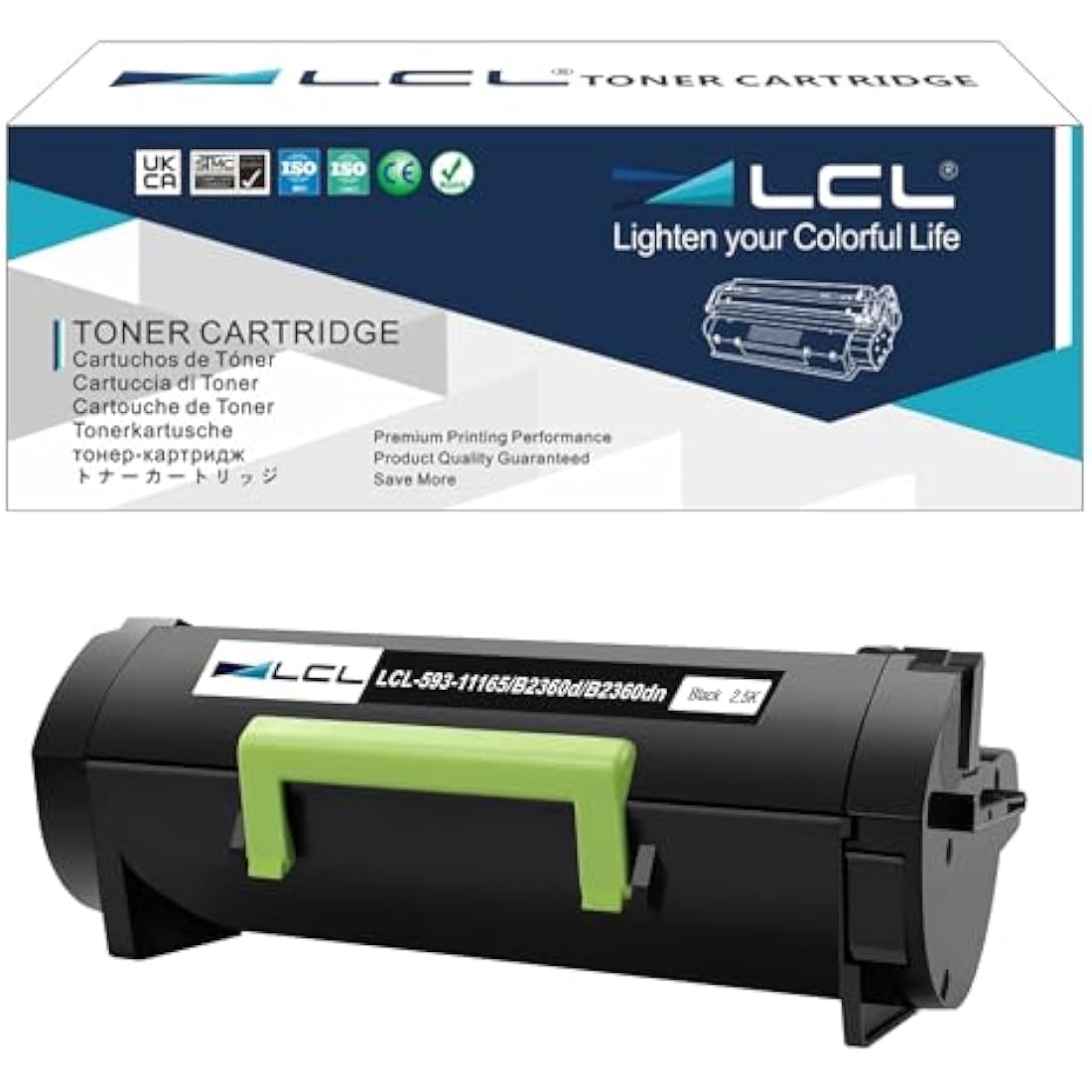 LCL Compatible Toner Cartridge 593-11165 7MC5J B2360d B2360dn 2500 pages (1 Black) Replacement for Dell B2360d B2360dn B3460dn B3465dn B3465dnf