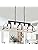 WUZUPS 5-Light Metal Chandelier Imitation Wood Grain Linear Pendant Ceiling Lighting Rustic Farmhouse Fixture Kitchen Island Dining Room, E27 Base, Black& Antique White