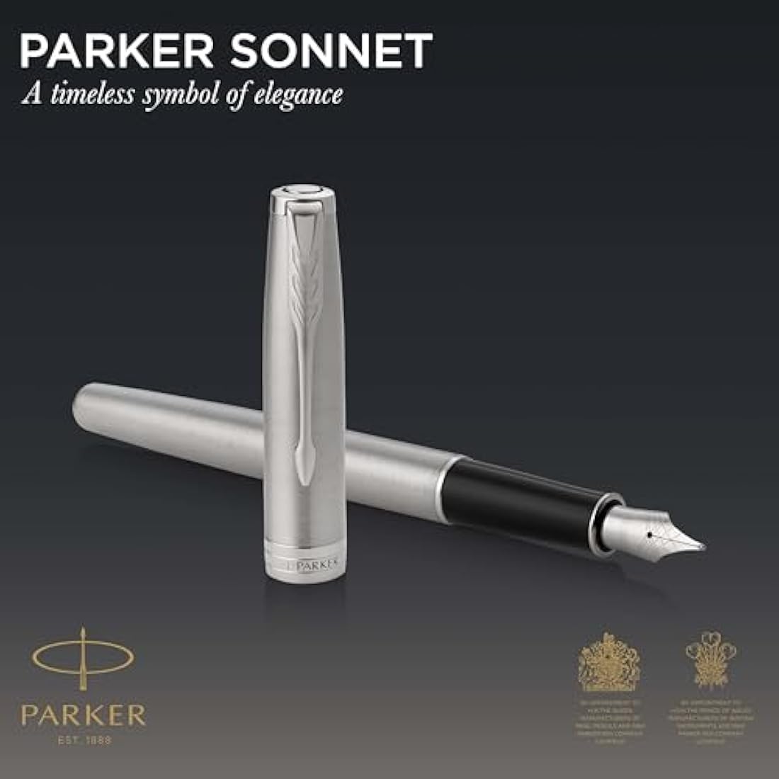 Parker Sonnet Fountain Pen | Stainless Steel with Palladium Trim | Medium Nib | Gift Box
